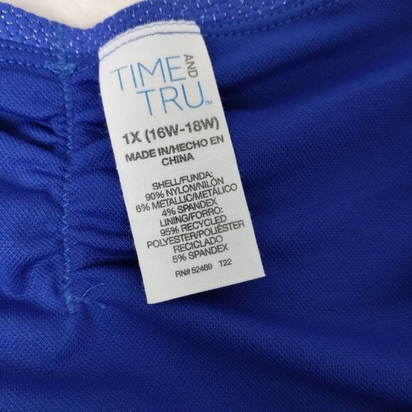 Time and Tru Womens XL Royal Crew Blue 1X High Waist Ruched Plus Bikini Bottoms - Picture 6 of 7